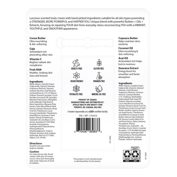 Nutrius Brazilian Body Butter Cream Duo 2-pack - Coco Bliss and Berry Bliss - Picture 16 of 16